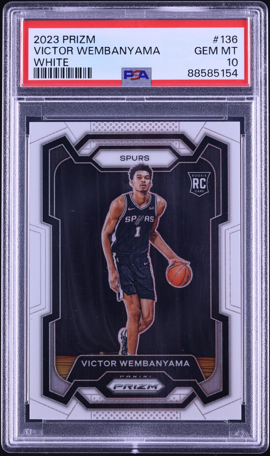 2023 Panini Prizm White Victor Wembanyama ROOKIE /175 #136 PSA 10 GEM MINT