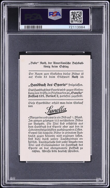 1932 Sanella Margarine Type 1 Babe Ruth #83 PSA 3 VG