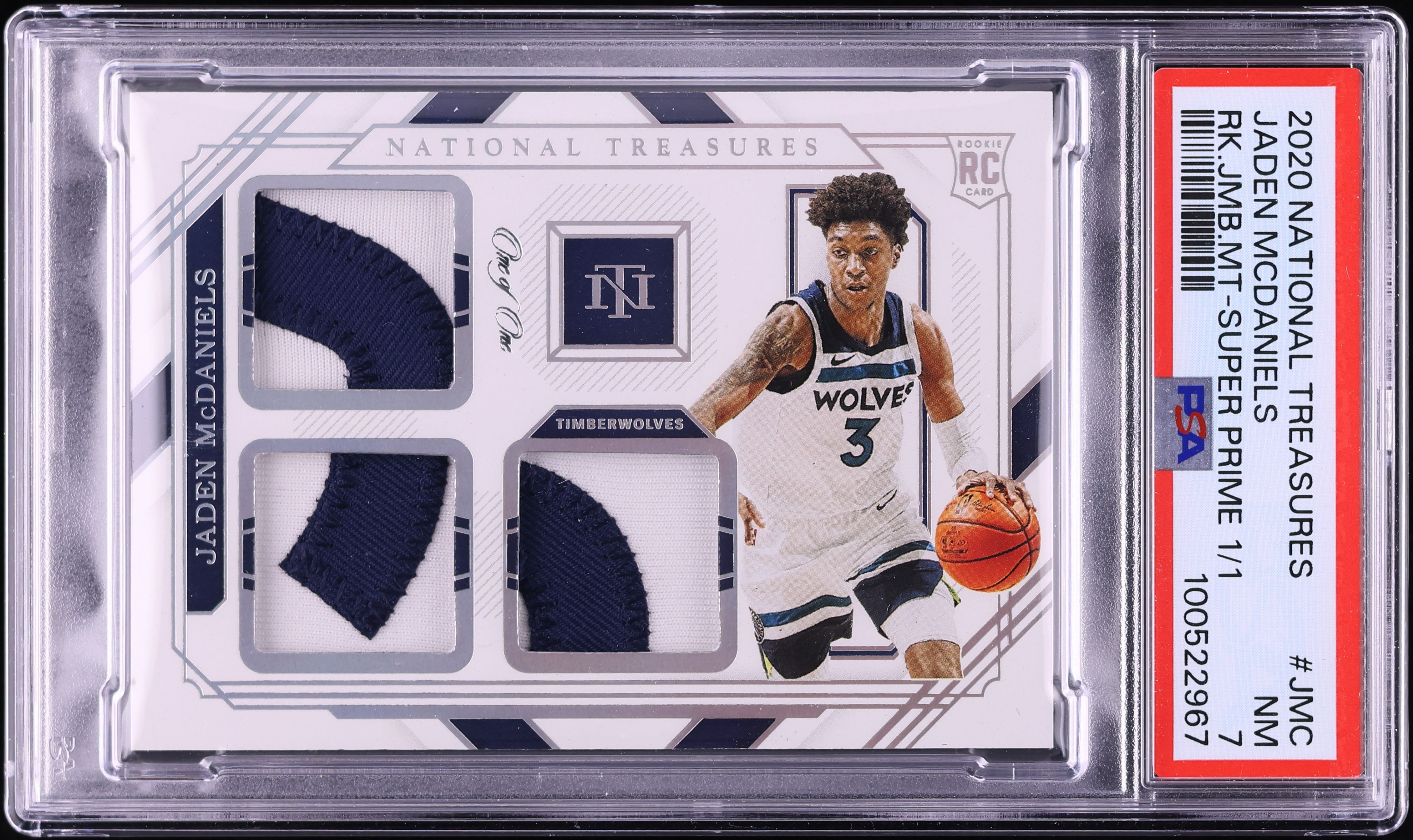 2020 National Treasures Jumbo Super Prime Jaden McDaniels RC PATCH