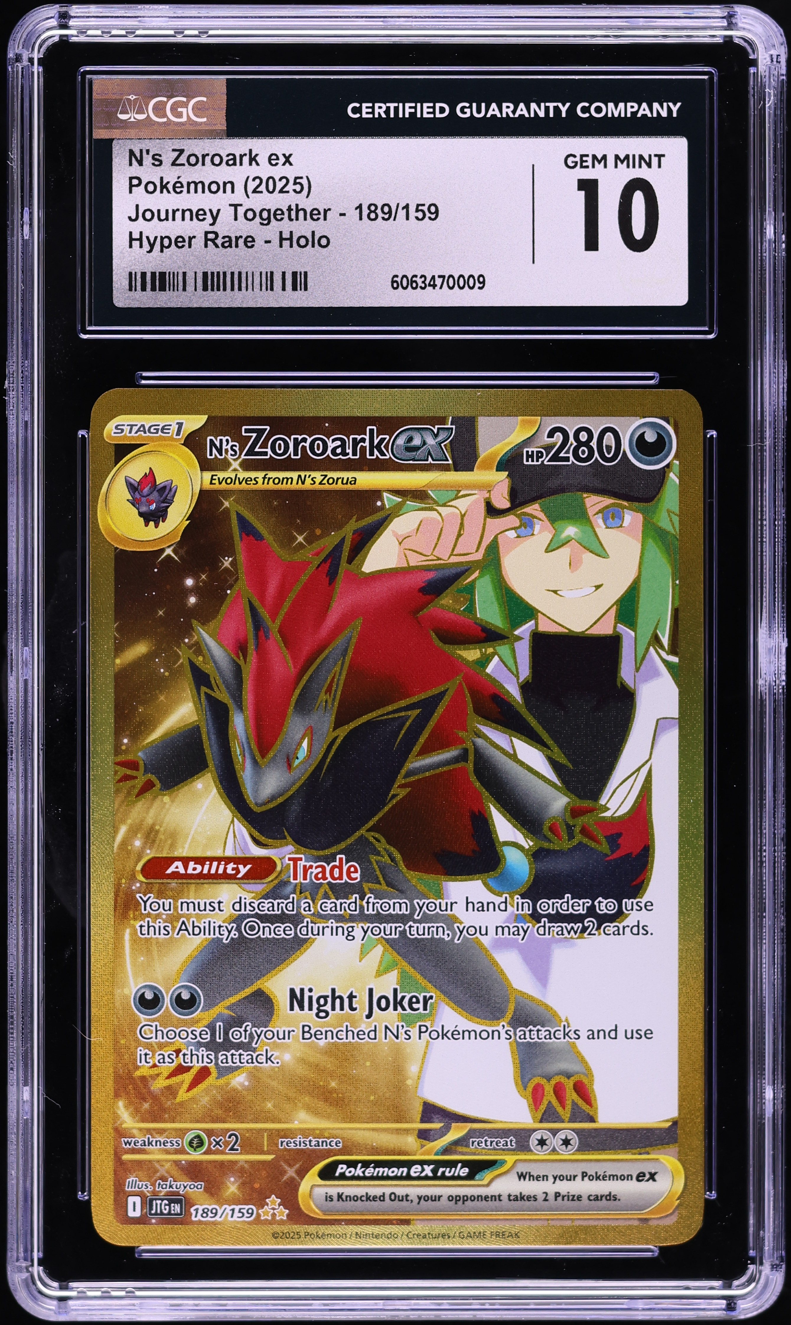 2025 Pokemon SV Journey Together Hyper Rare N's Zoroark ex #189