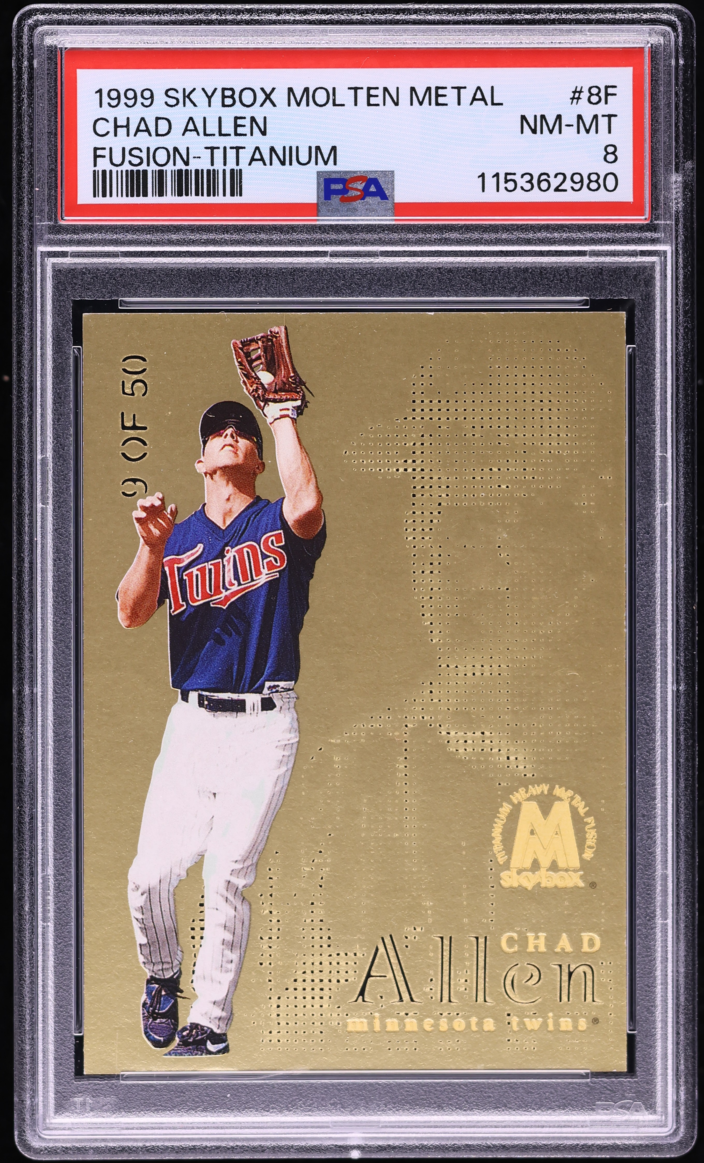 1999 Skybox Molten Metal Fusion Titanium Chad Allen /50 #8F PSA 8