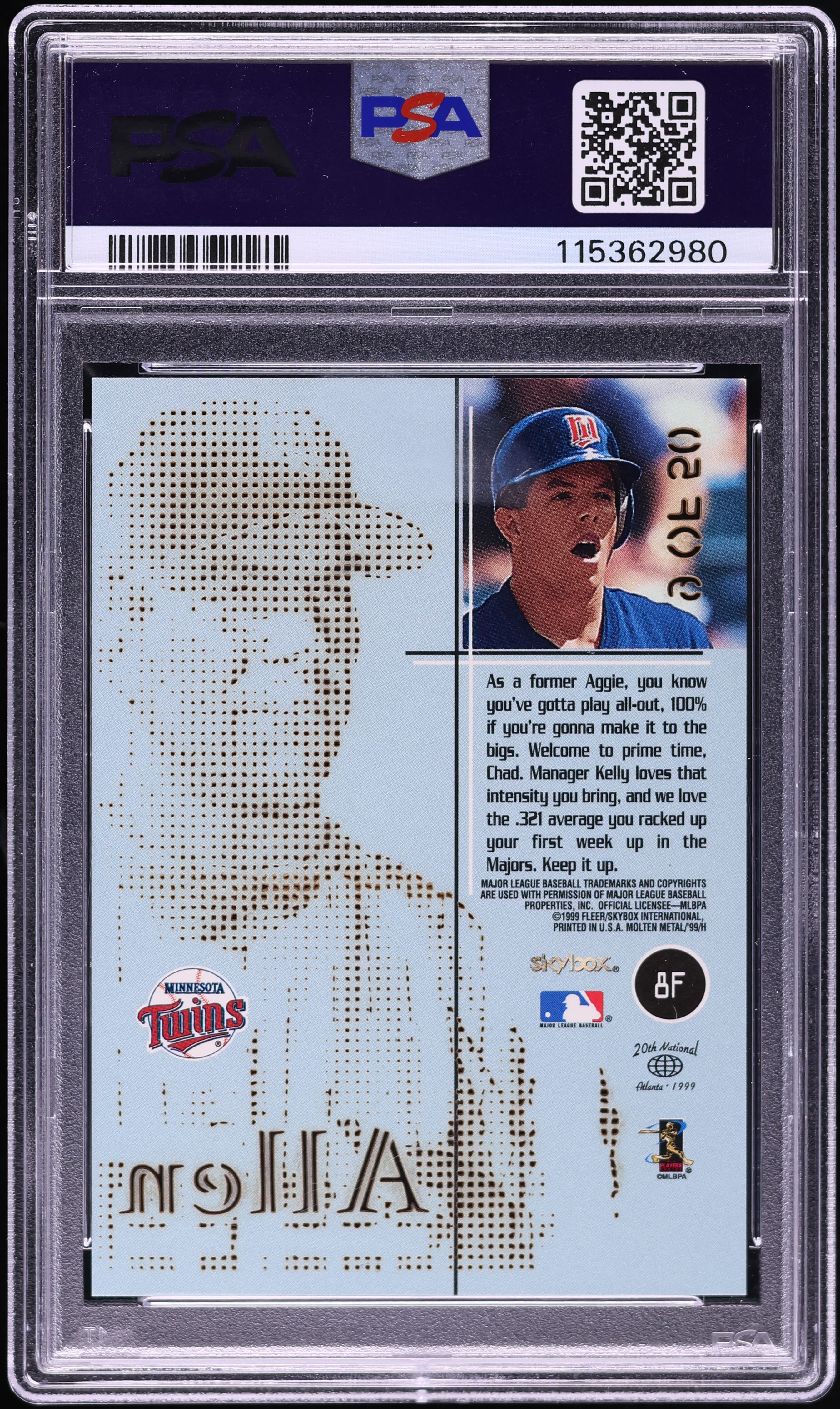 1999 Skybox Molten Metal Fusion Titanium Chad Allen /50 #8F PSA 8