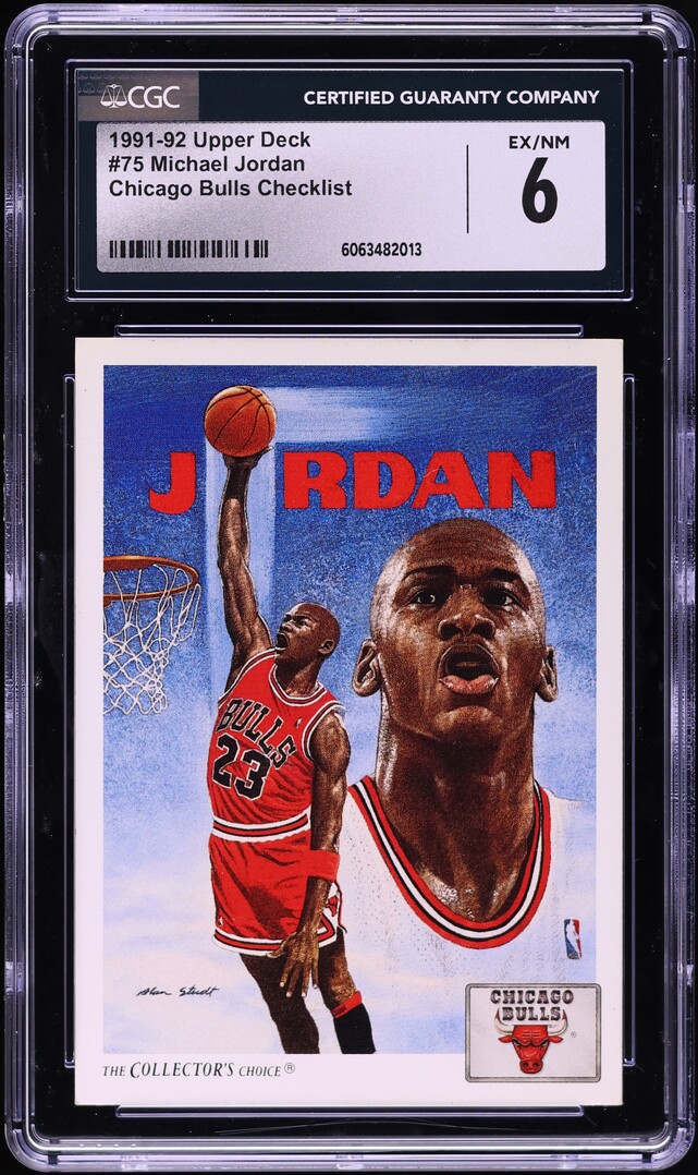1991 Upper Deck Chicago Bulls Checklist Michael Jordan #75 CGC 6 EXMT