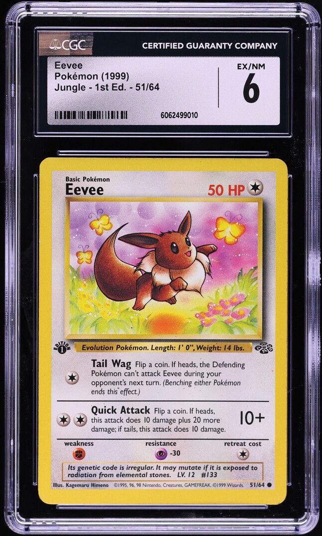 1999 Pokemon Jungle 1st Edition Eevee #51 CGC 6 EXMT