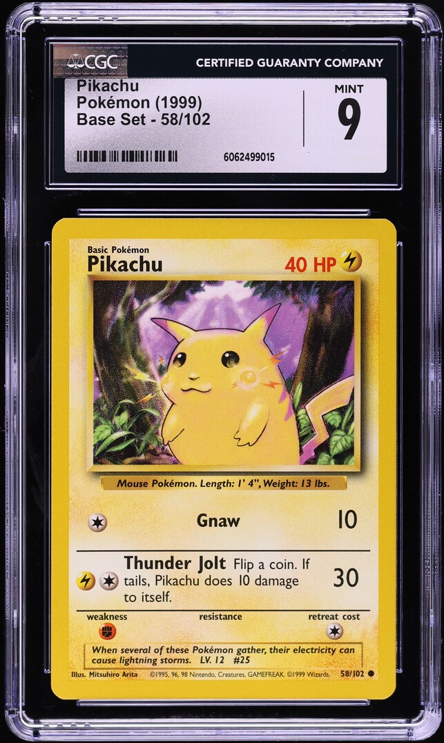 ピカチュウ pikachu yel cheeks psa9 旧裏 1999 Pokemon Base Set Yellow Cheeks Pikachu #58 CGC 9 MINT on
