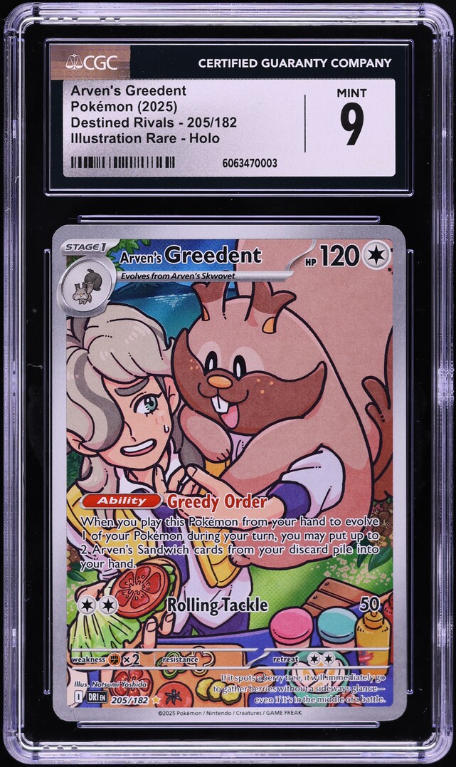 2025 Pokemon SV Destined Rivals IR Arven's Greedent #205 CGC 9 MINT on Fanatics Collect 2025 Pokemon SV Destined Rivals IR Arven's Greedent #205 CGC 9 MINT on Fanatics Collect