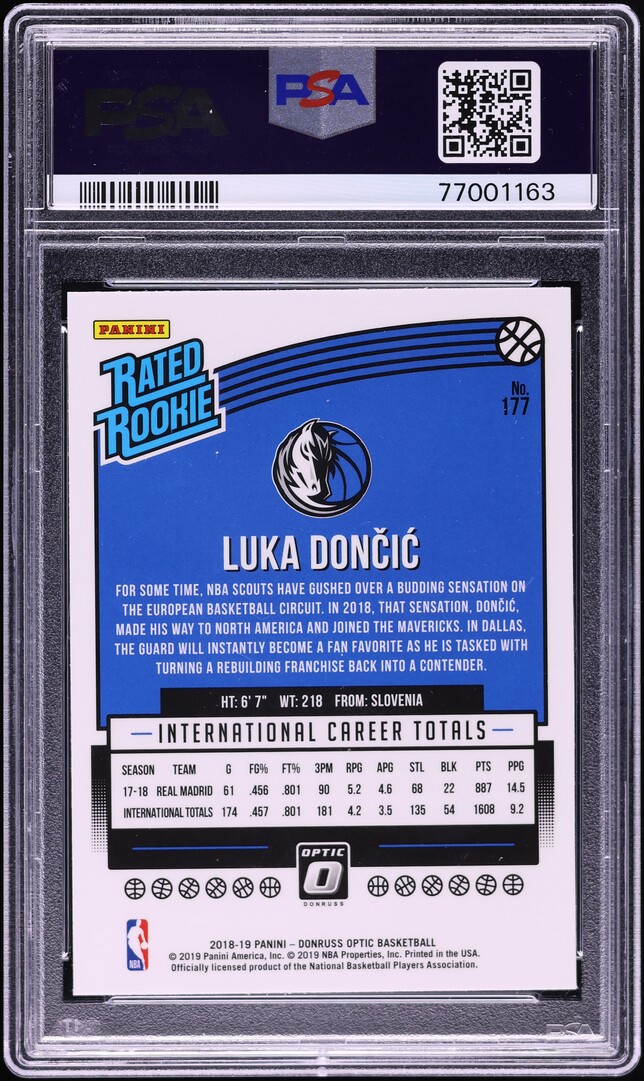 2018 Donruss Optic Luka Doncic ROOKIE #177 PSA 10 GEM MINT