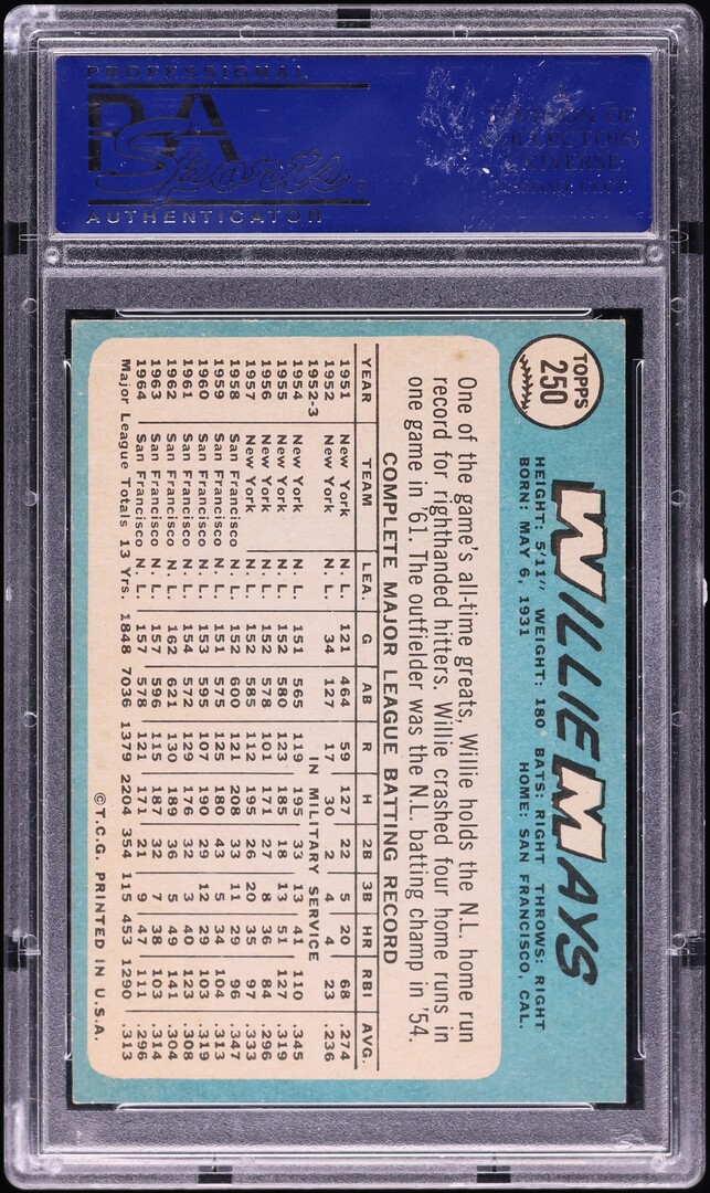 1965 Topps Willie Mays #250 PSA 6.5 EXMT+