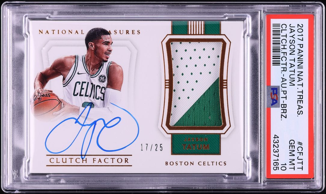 2017 NT Clutch Factor Bronze Jayson Tatum ROOKIE PATCH AUTO /25 PSA 10 GEM MINT