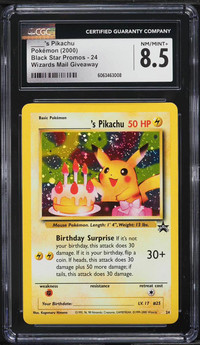 2000 Pokemon Black Star Promo Holo Birthday Pikachu #24 CGC 8.5 NM-MT+