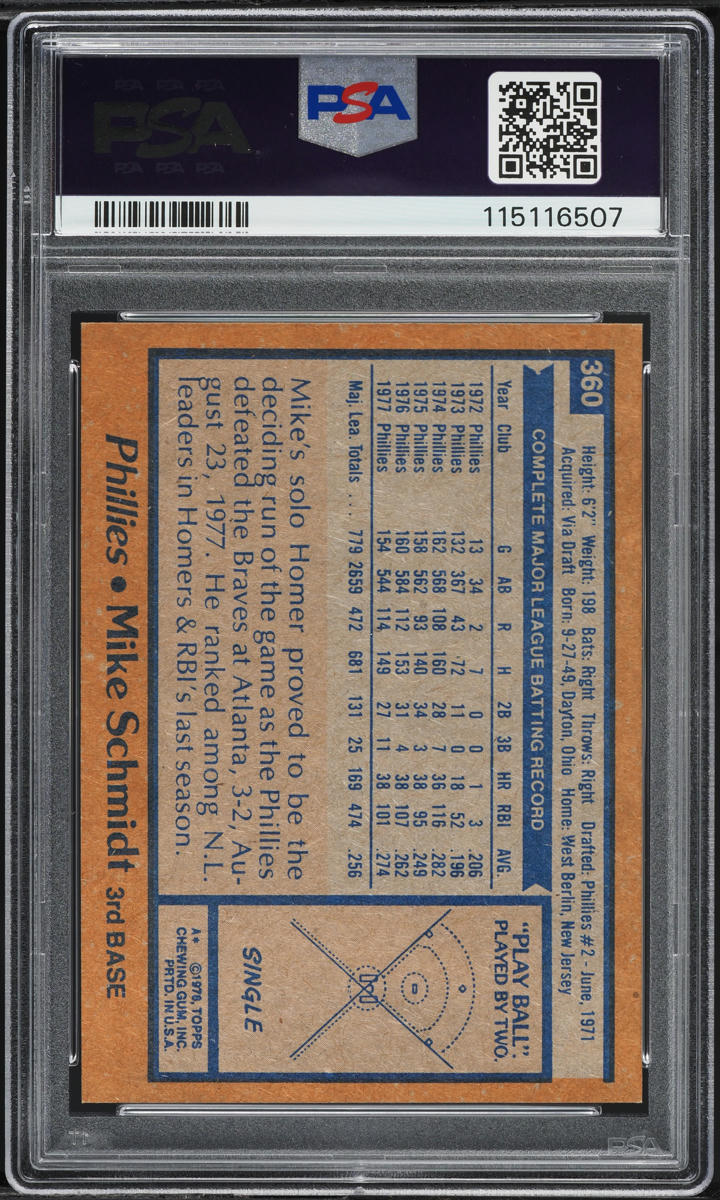 1978 Topps Mike Schmidt #360 PSA 6 EXMT