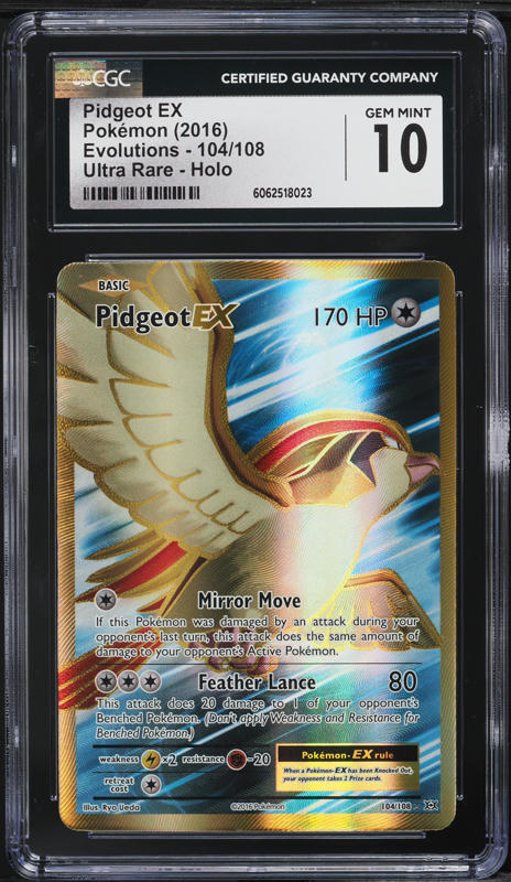 2016 Pokemon XY Evolutions Full Art Pidgeot EX #104 CGC 10 GEM MINT