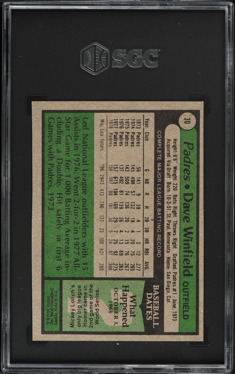 1979 Topps Dave Winfield #30 SGC 6 EXMT