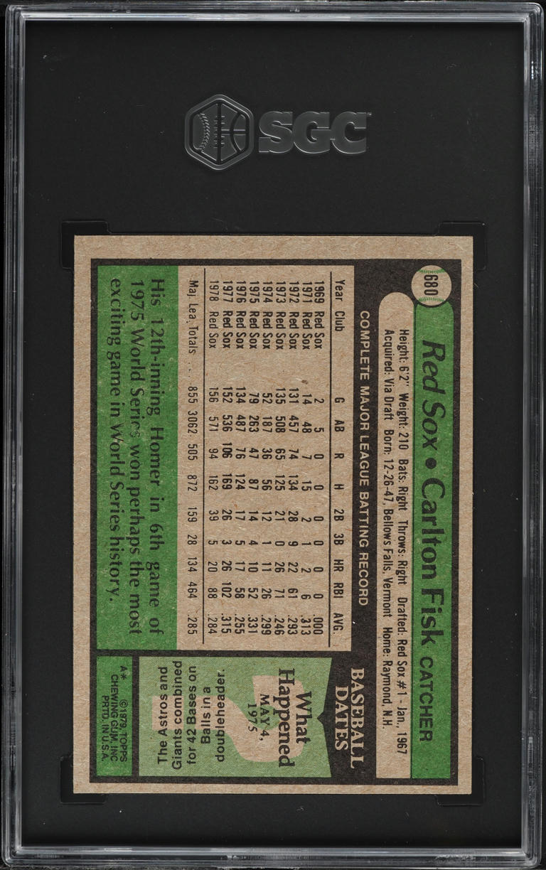 1979 Topps Carlton Fisk #680 SGC 3 VG