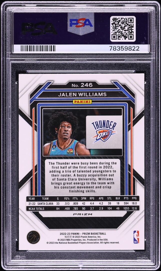 2022 Panini Prizm Red Ice Jalen Williams ROOKIE #246 PSA 10 GEM MINT