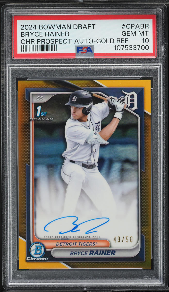 2024 Bowman Chrome Draft Gold Ref Bryce Rainer PROSPECT AUTO /50 #CPABR PSA 10