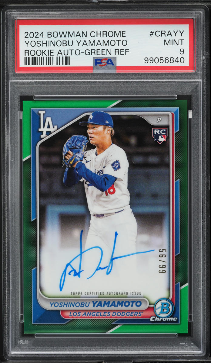 2024 Bowman Chrome Green Ref Yoshinobu Yamamoto ROOKIE AUTO /99 #CRA-YY PSA 9