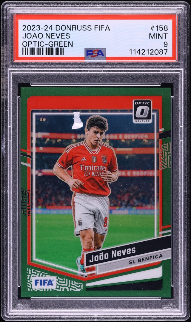 2023 Panini Donruss FIFA Optic Green Joao Neves ROOKIE /5 #158 PSA 9 MINT