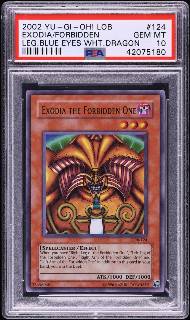 2002 Yu-Gi-Oh! Legend Of Blue Eyes Exodia The Forbidden One #LOB-124 PSA 10 GEM