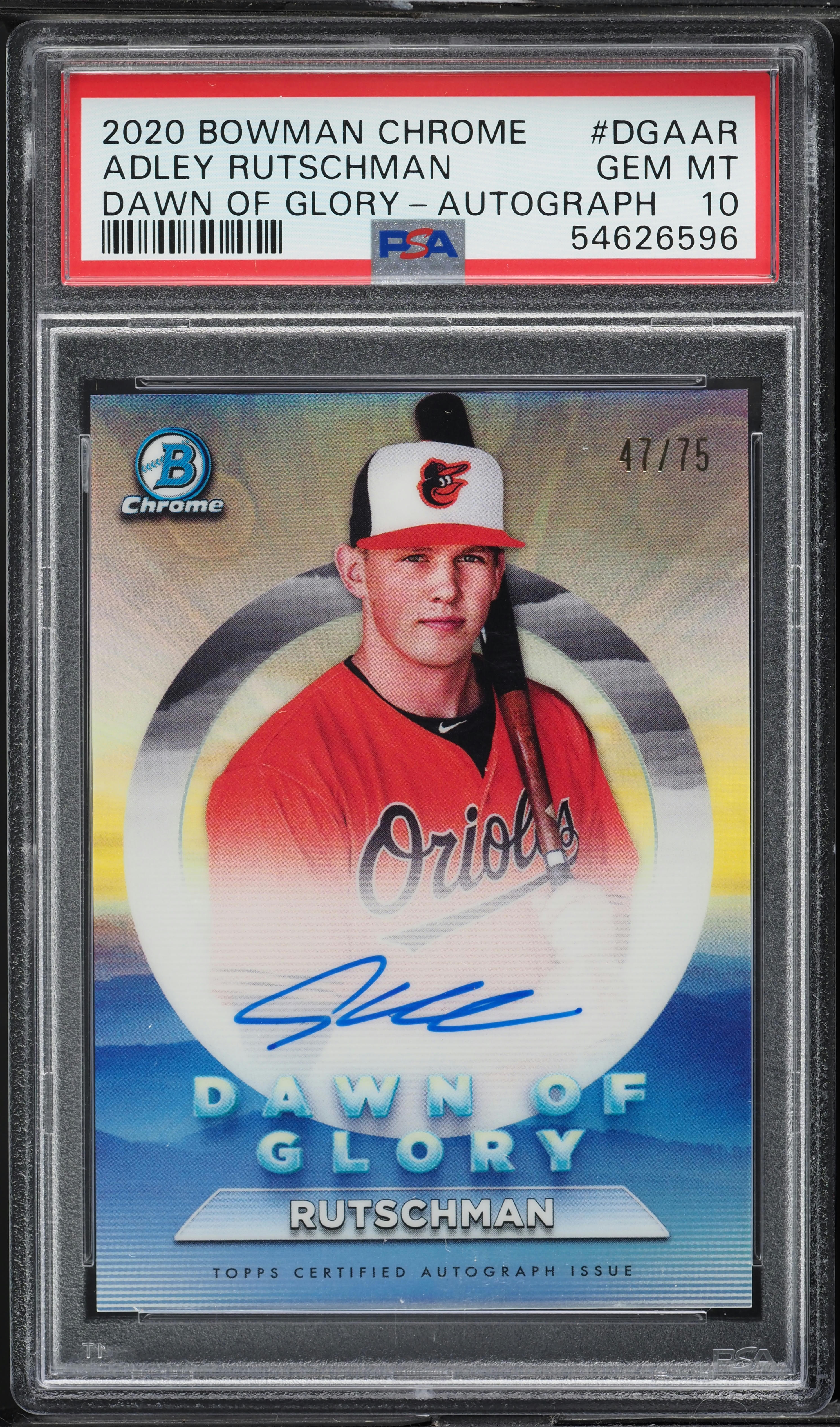 2020 Bowman Chrome Dawn of Glory Adley Rutschman AUTO /75 #DGAAR