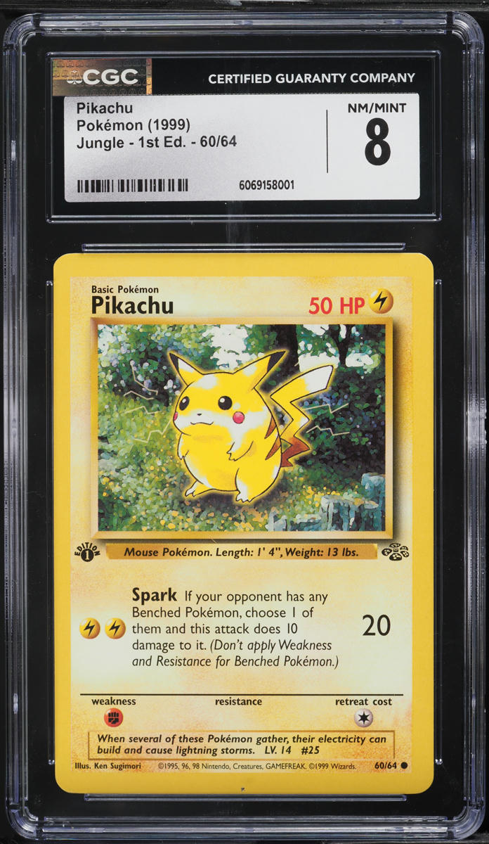 1999 Pokemon Jungle 1st Edition Pikachu #60 CGC 8 NM-MT