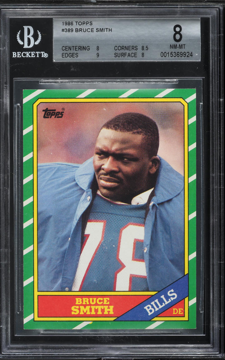 1986 Topps Football Bruce Smith ROOKIE #389 BGS 8 NM-MT