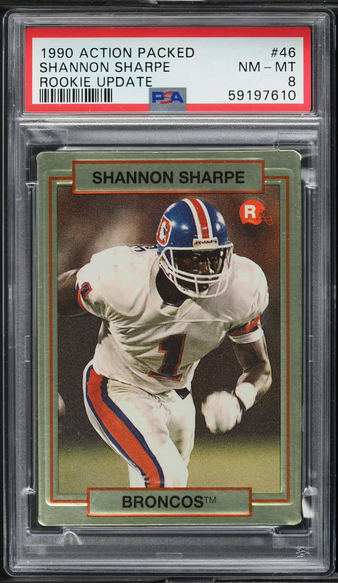 1990 Action Packed Update Shannon Sharpe ROOKIE #46 PSA 8 NM-MT