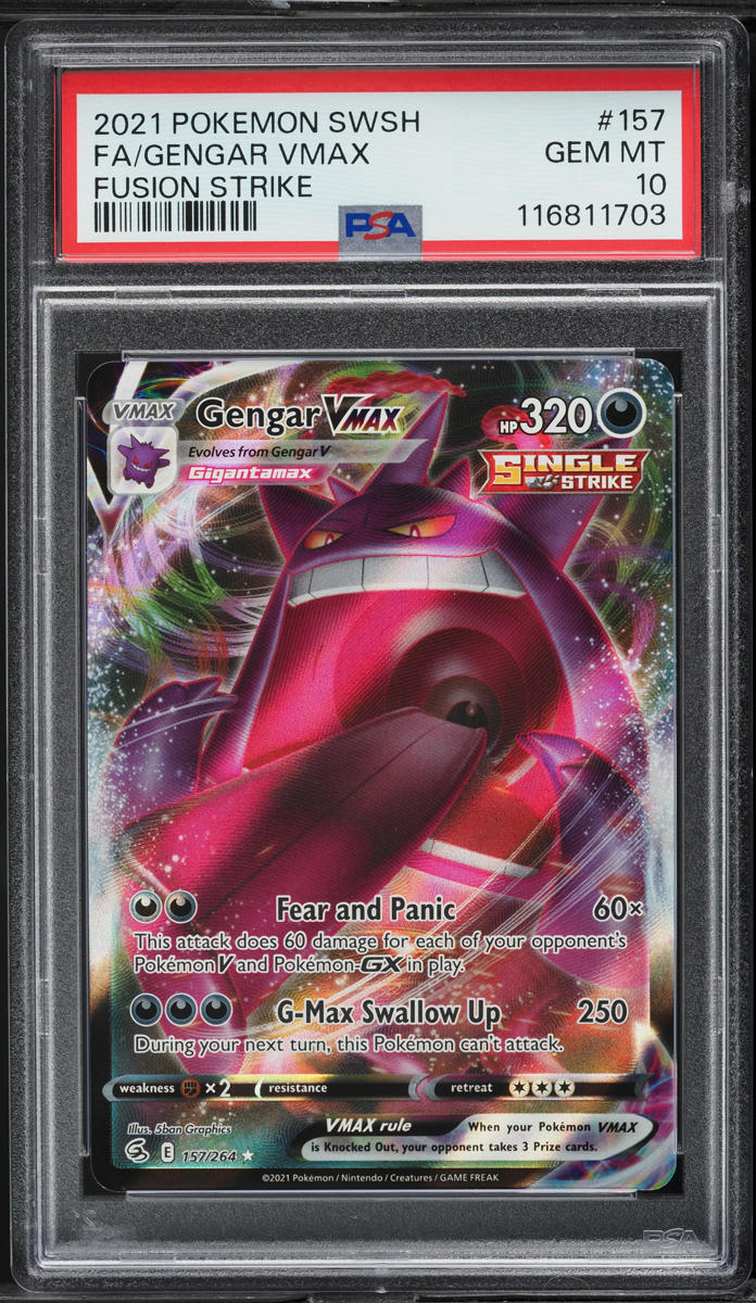 2021 Pokemon SWSH Fusion Strike Full Art Gengar VMAX #157 PSA 10 GEM MINT