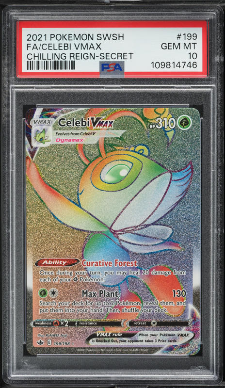 2021 Pokémon Faerieon VMAX Gem Mint 10 2021 Pokemon Evolving Skies Leafeon VMAX Secret #204/203 PSA 10