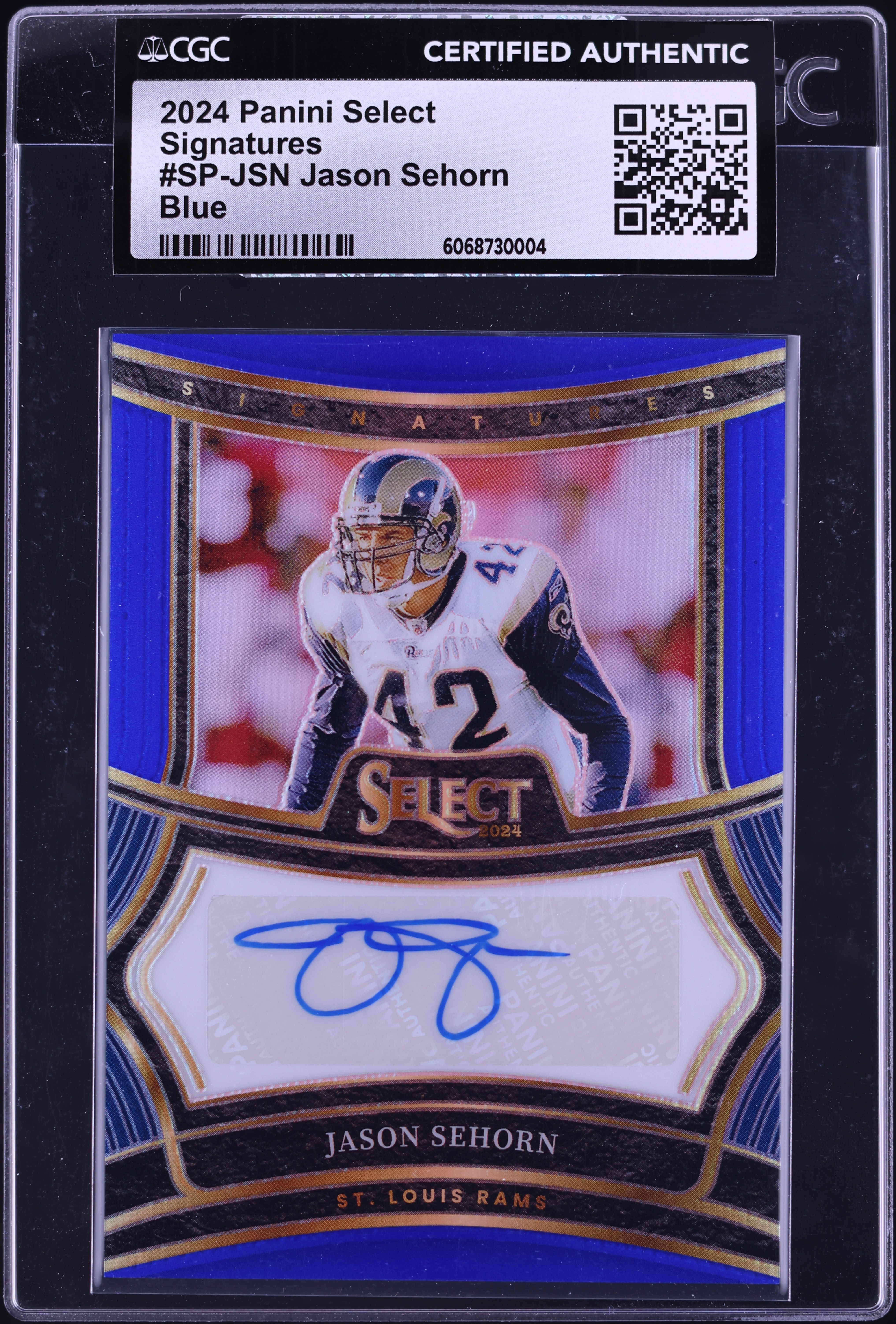 2024 Select Blue Prizm Jason Sehorn AUTO /149 #SP-JSN CGC AUTH on