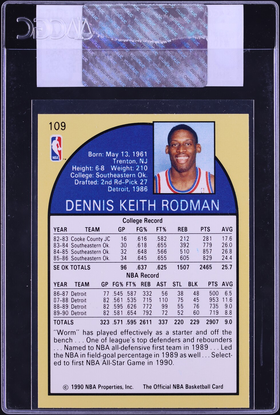 1990 Hoops Dennis Rodman #109 CGC AUTH