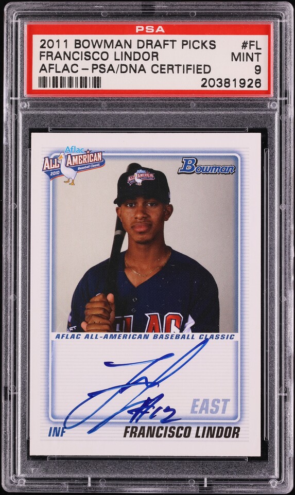 2011 Bowman Draft Picks & Prospects Aflac Francisco Lindor PROSPECT AUTO PSA 9