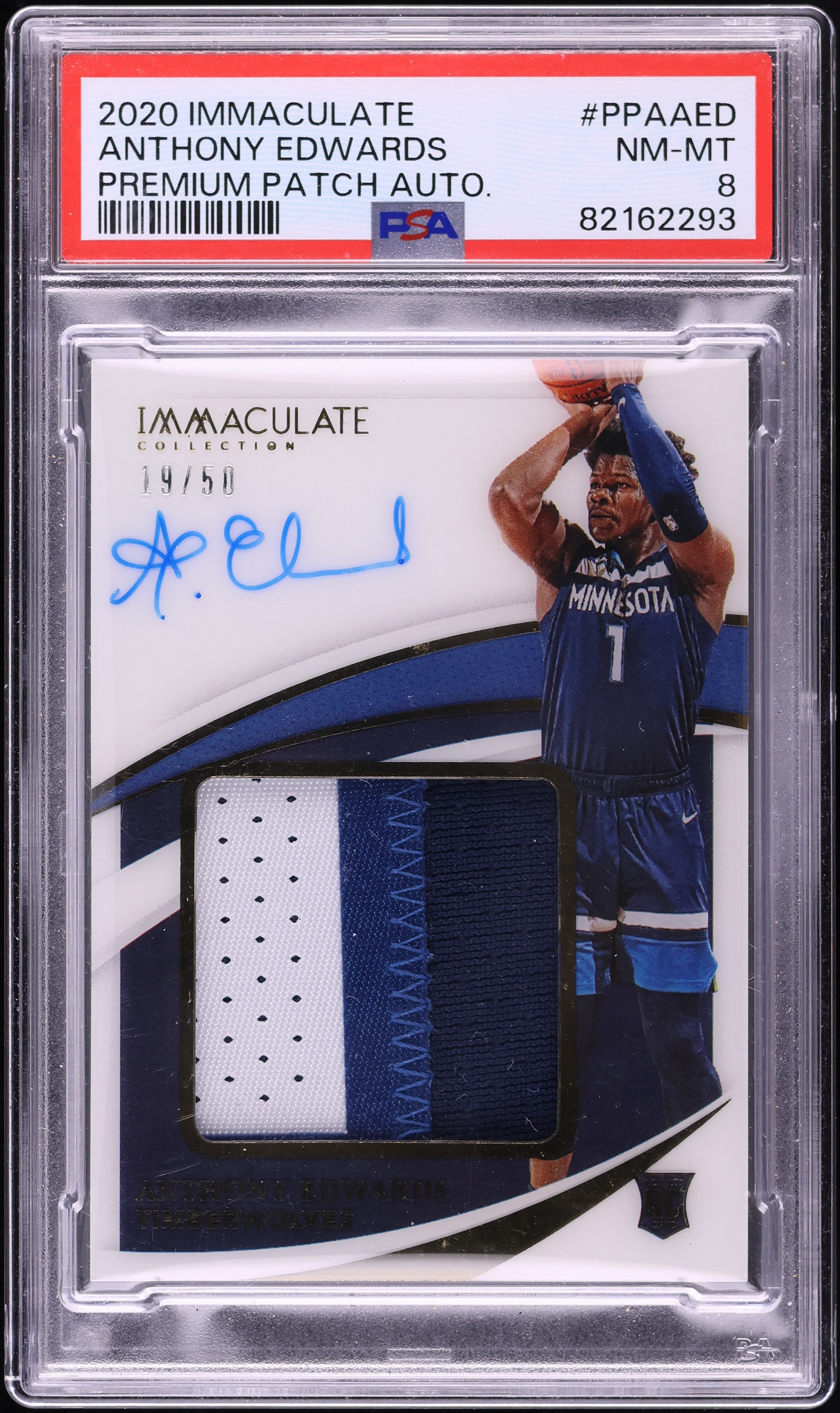 2020 Panini Immaculate Collection Anthony Edwards ROOKIE PATCH