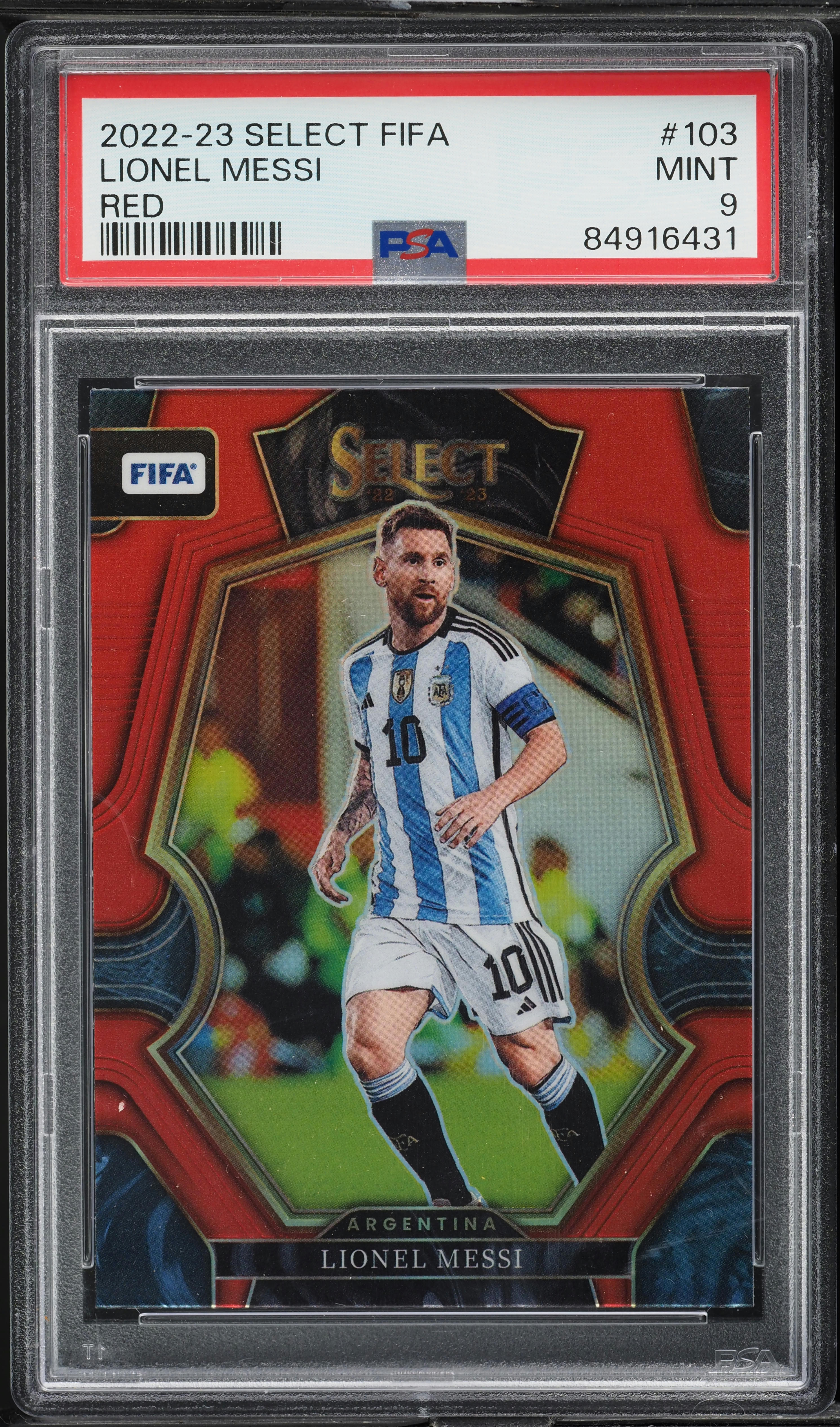 2022 Select FIFA Mezzanine Red Lionel Messi #103 PSA 9 MINT on