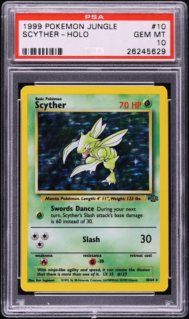 1999 Pokemon Jungle Holo Scyther #10 PSA 10 GEM MINT on Fanatics