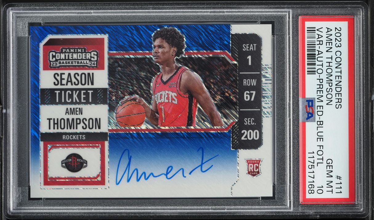 2023 Panini Contenders Premier Blue Amen Thompson ROOKIE AUTO /21 