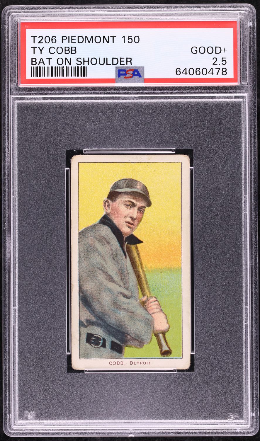 1909-11 T206 Ty Cobb BAT ON SHOULDER, PIEDMONT PSA 2.5 GD+