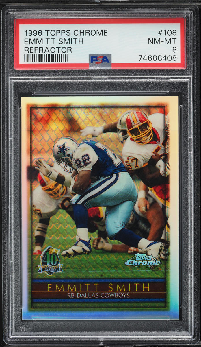 1996 Topps Chrome Refractor Emmitt Smith #108 PSA 8 NM-MT
