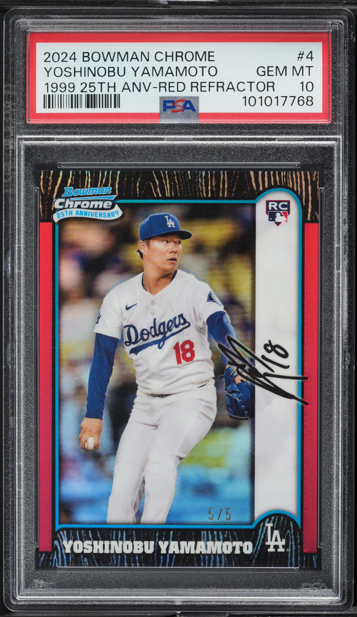 2024 Bowman Chrome 25th Red Ref Yoshinobu Yamamoto ROOKIE 5/5 #4 PSA 10 GEM MINT
