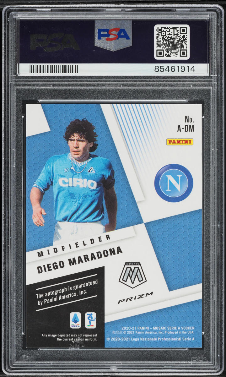 2020 Panini Mosaic Serie A Red Fusion Choice Diego Maradona AUTO #A-DM PSA 10