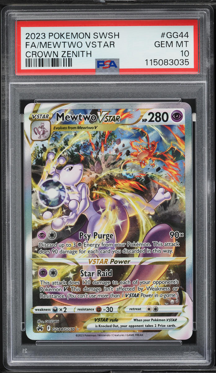 2023 Pokemon Sword & Shield Crown Zenith Alt Art Mewtwo VSTAR #GG44 PSA 10 GEM