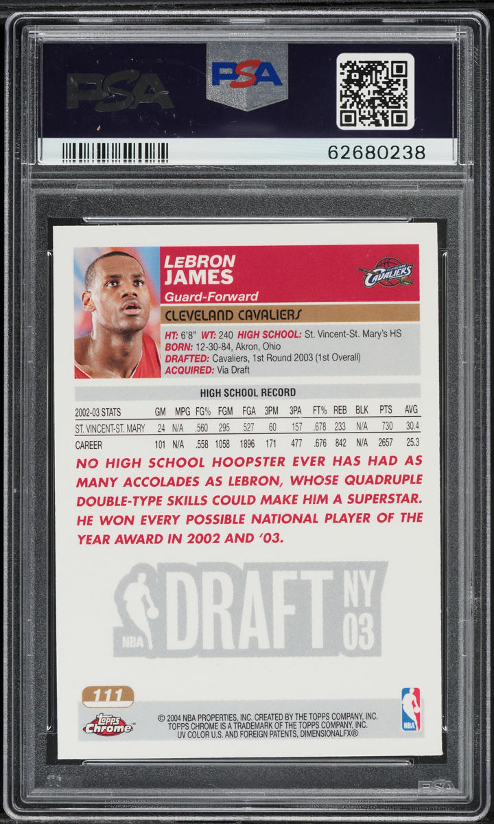 2003 Topps Chrome LeBron James ROOKIE #111 PSA 10 GEM MINT