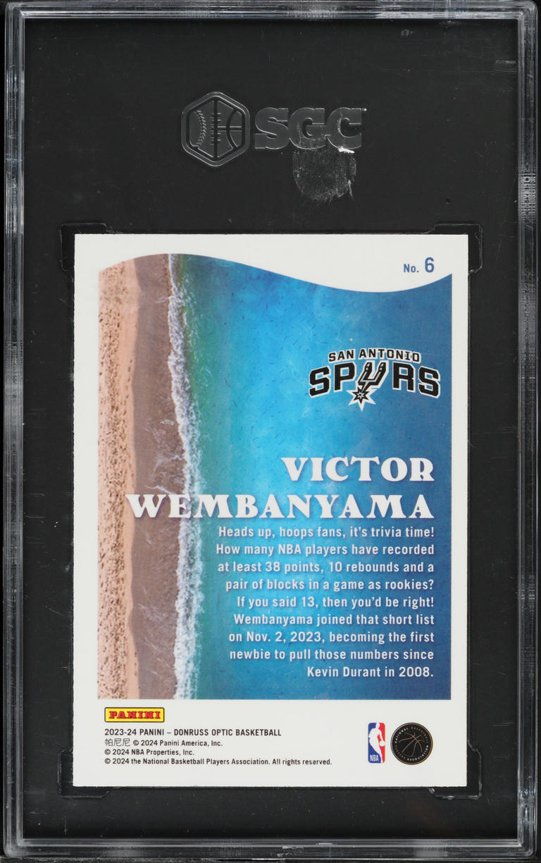 2023 Donruss Optic Splash! Victor Wembanyama ROOKIE #6 SGC 10 GEM MINT