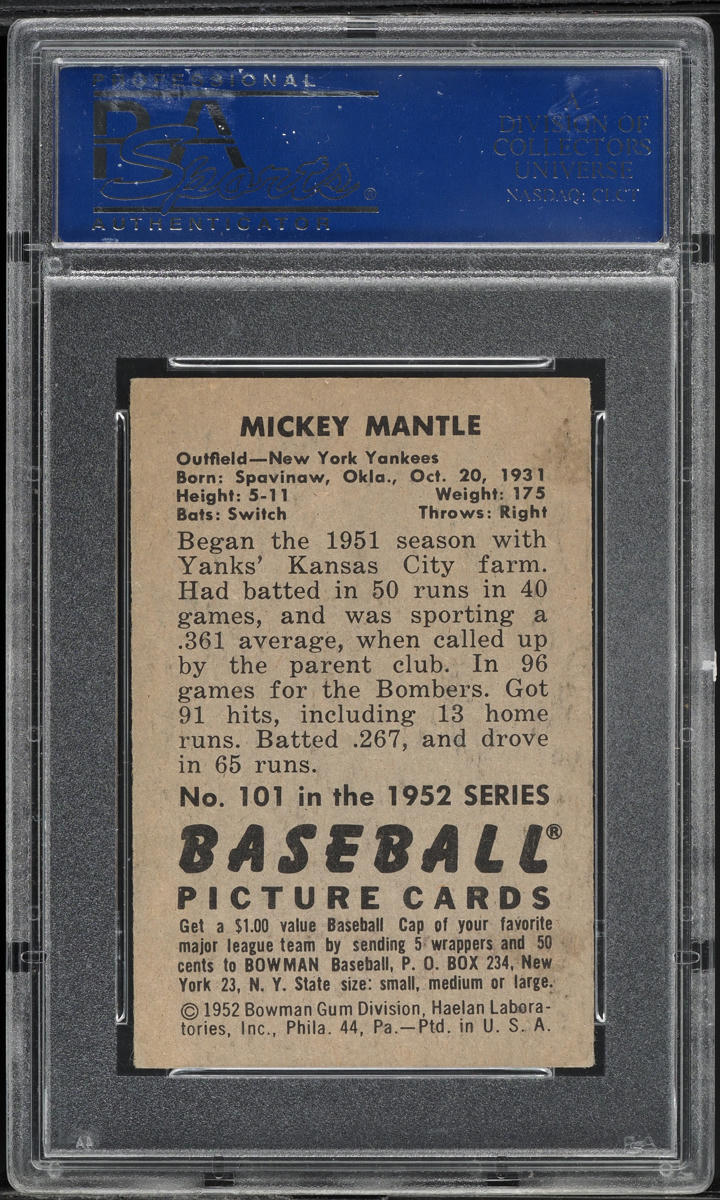 1952 Bowman Mickey Mantle #101 PSA 5 EX