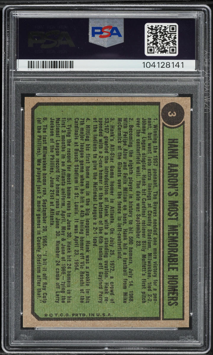 1974 Topps Hank Aaron SPECIAL '58-'61 #3 PSA 6 EXMT