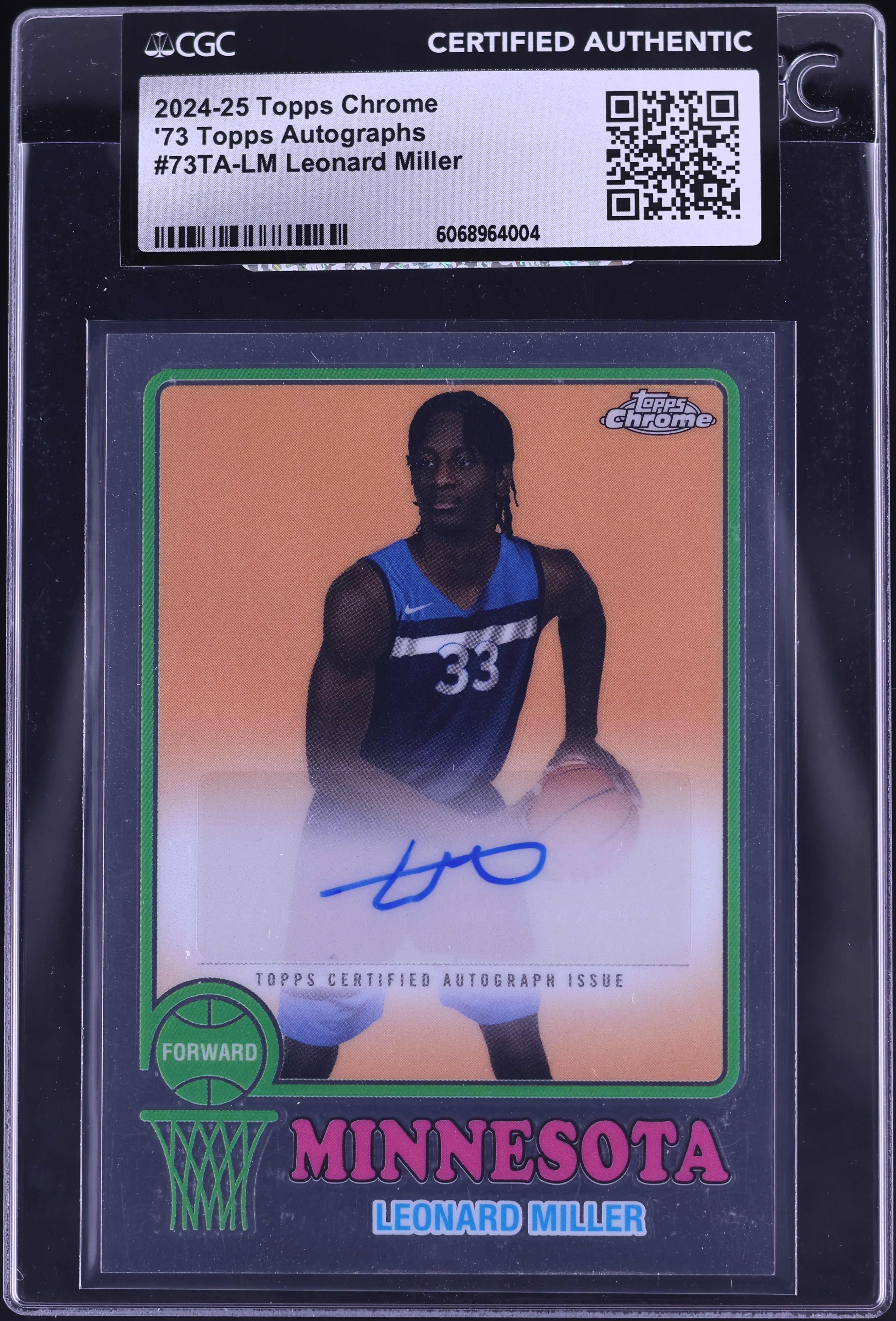 2024 Topps Chrome '73 Leonard Miller AUTO #73TA-LM CGC AUTH on