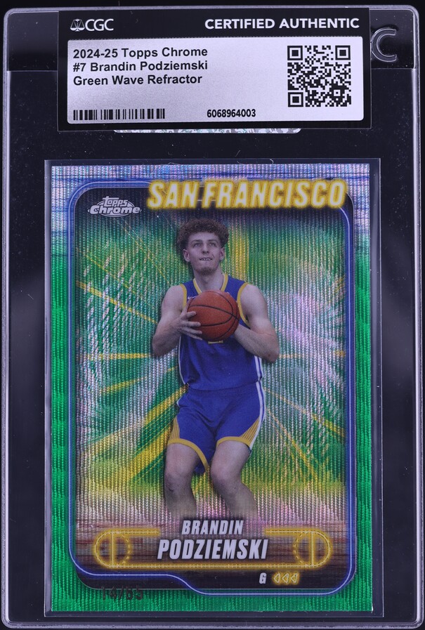 2024 Topps Chrome Green Wave Refractor Brandin Podziemski ROOKIE