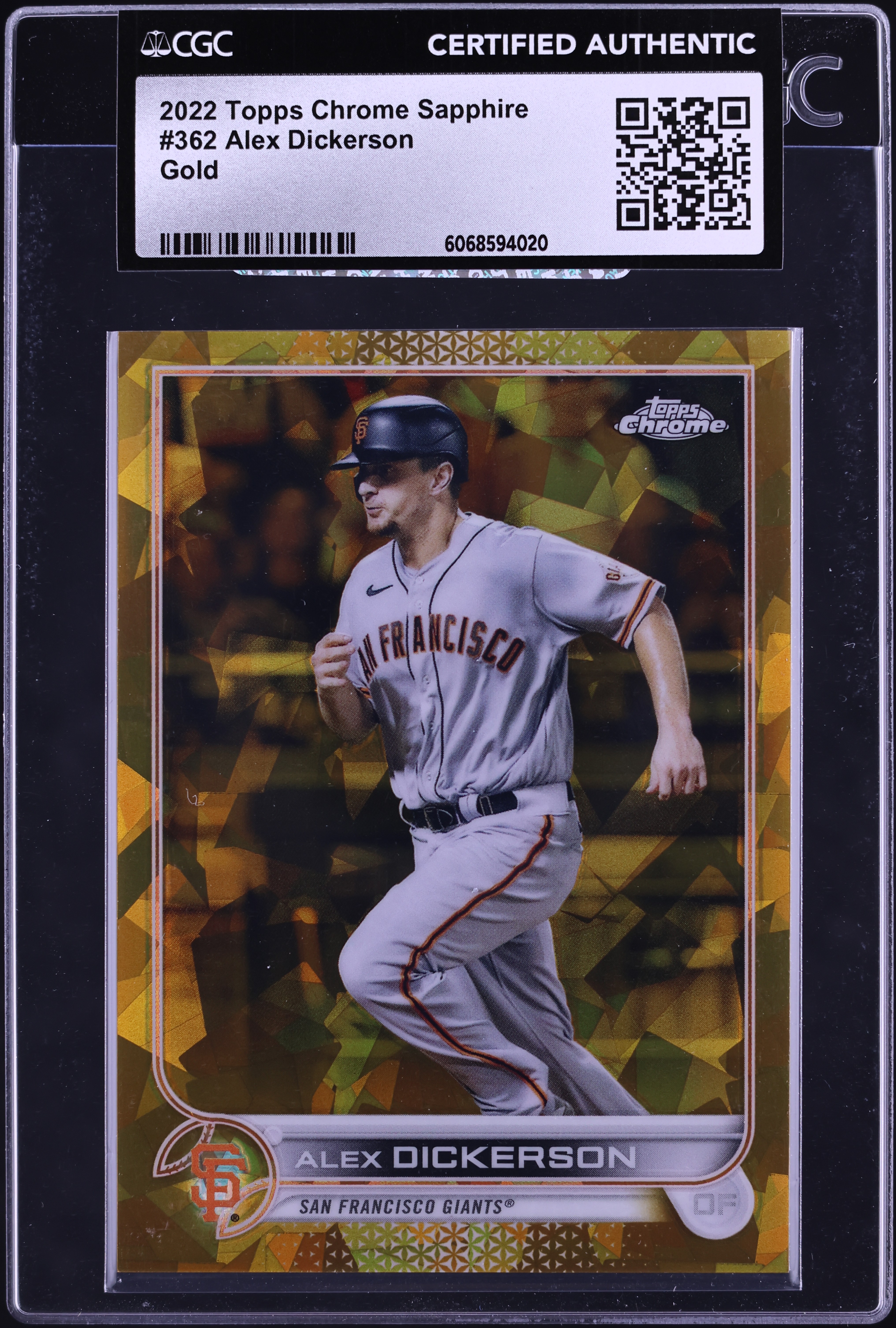 2022 Topps Chrome Sapphire Gold Alex Dickerson /50 #362 CGC AUTH
