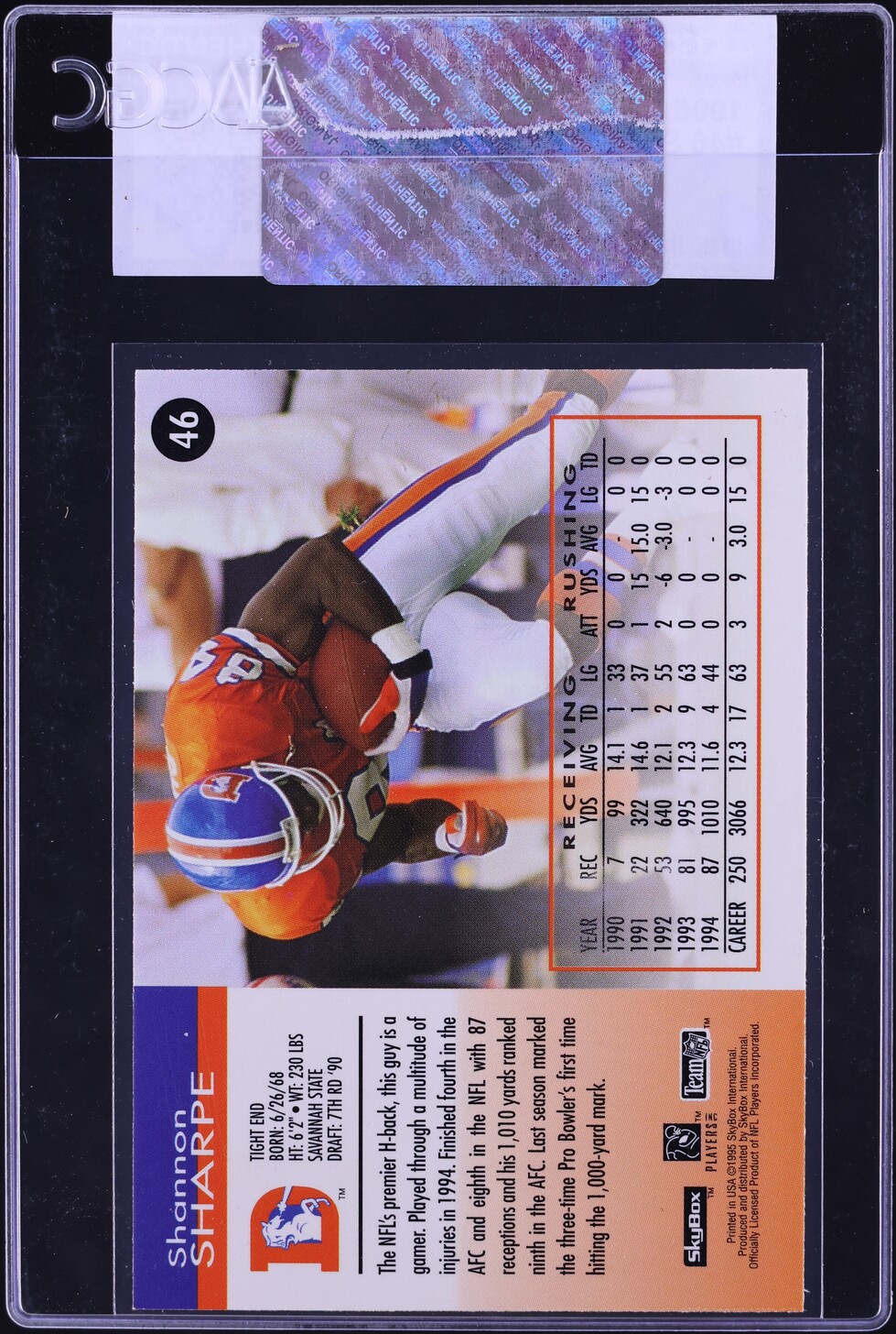 1995 Skybox Impact Shannon Sharpe #46 CGC AUTH