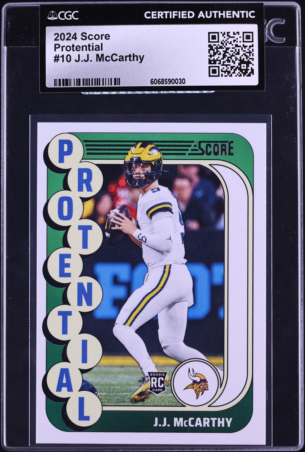 2024 Score Protential J.J. McCarthy ROOKIE #10 CGC AUTH